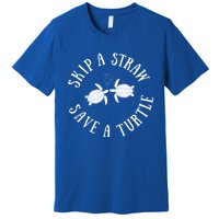 Skip A Straw Save A Turtle Cute Turtle Graphic Gift Premium T-Shirt