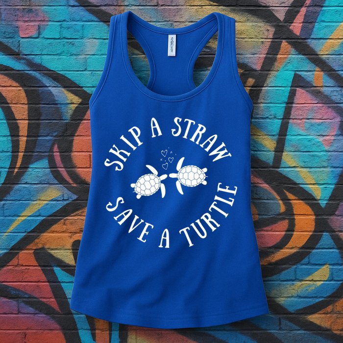 Skip A Straw Save A Turtle Cute Turtle Graphic Gift Womens Tank Top