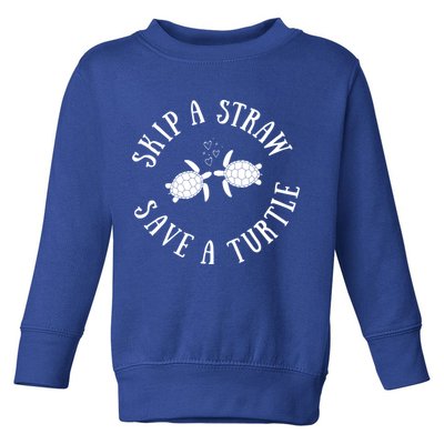 Skip A Straw Save A Turtle Cute Turtle Graphic Gift Toddler Sweatshirt