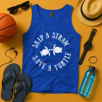 Skip A Straw Save A Turtle Cute Turtle Graphic Gift Tank Top