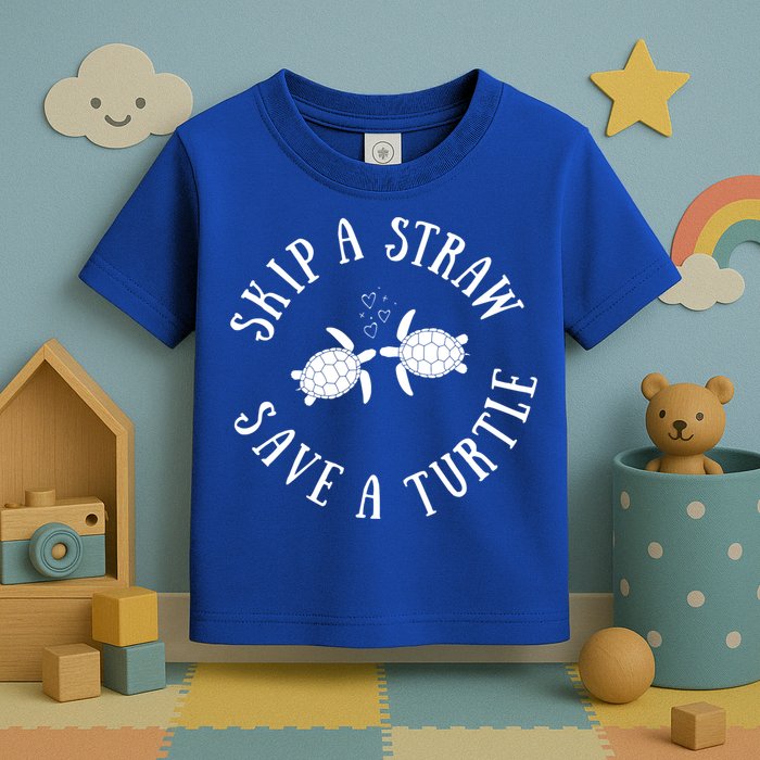 Skip A Straw Save A Turtle Cute Turtle Graphic Gift Toddler T-Shirt