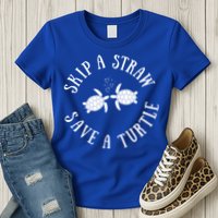 Skip A Straw Save A Turtle Cute Turtle Graphic Gift Womens T-Shirt