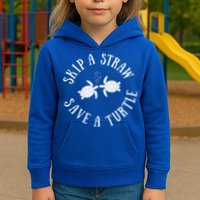 Skip A Straw Save A Turtle Cute Turtle Graphic Gift Kids Hoodie