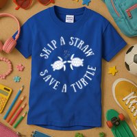 Skip A Straw Save A Turtle Cute Turtle Graphic Gift Kids T-Shirt