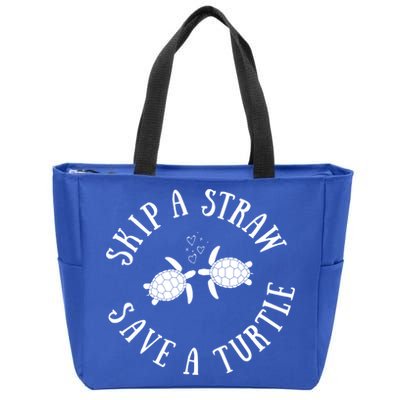 Skip A Straw Save A Turtle Cute Turtle Graphic Gift Zip Tote Bag
