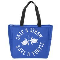 Skip A Straw Save A Turtle Cute Turtle Graphic Gift Zip Tote Bag