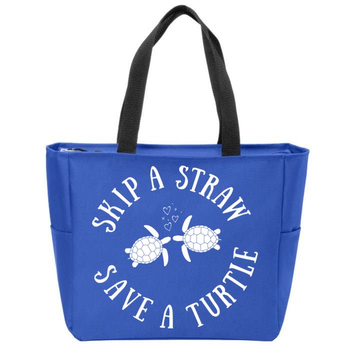 Skip A Straw Save A Turtle Cute Turtle Graphic Gift Zip Tote Bag