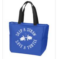 Skip A Straw Save A Turtle Cute Turtle Graphic Gift Zip Tote Bag