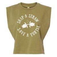 Skip A Straw Save A Turtle Cute Turtle Graphic Gift Garment-Dyed Women's Muscle Tee
