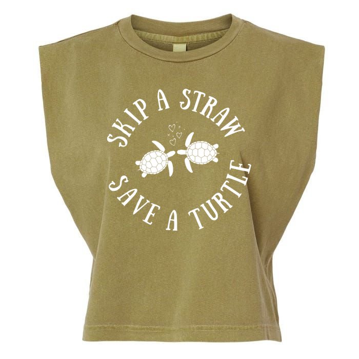 Skip A Straw Save A Turtle Cute Turtle Graphic Gift Garment-Dyed Women's Muscle Tee