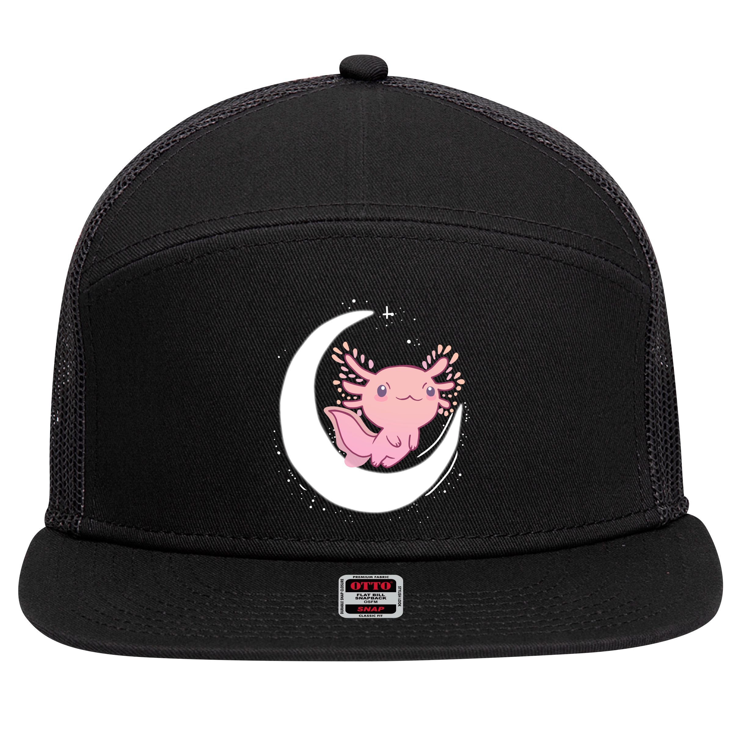 Space Axolotl 7 Panel Mesh Trucker Snapback Hat