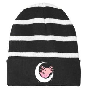 Space Axolotl Striped Beanie with Solid Band