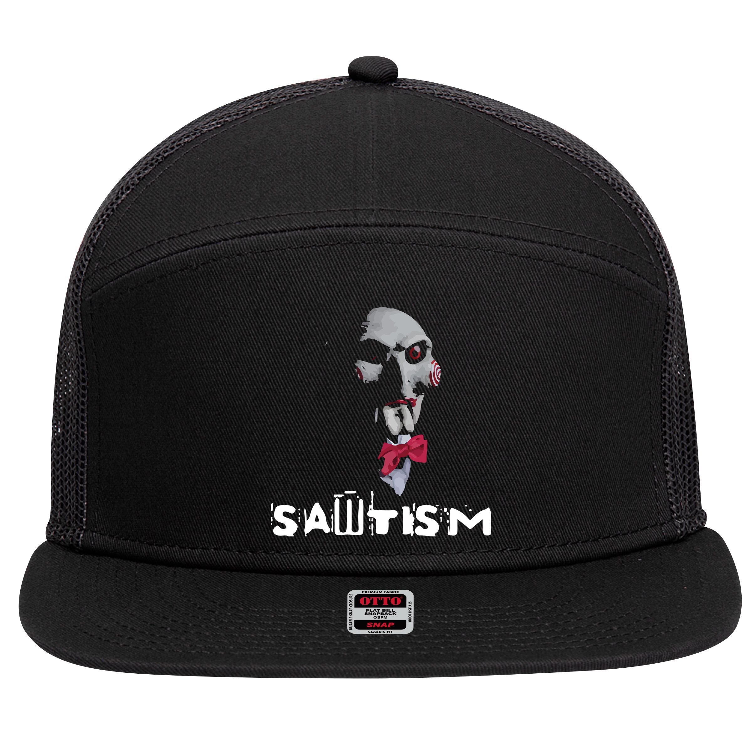 Sawtism Autism 7 Panel Mesh Trucker Snapback Hat