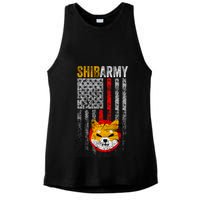 Shiba Army, Shiba Inu Coin With American Flag Ladies PosiCharge Tri-Blend Wicking Tank