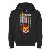 Shiba Army, Shiba Inu Coin With American Flag Garment-Dyed Fleece Hoodie