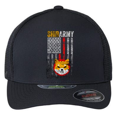 Shiba Army, Shiba Inu Coin With American Flag Flexfit Unipanel Trucker Cap