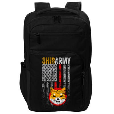 Shiba Army, Shiba Inu Coin With American Flag Impact Tech Backpack