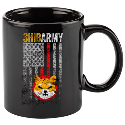 Shiba Army, Shiba Inu Coin With American Flag 11oz C Handle Ceramic Mug