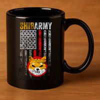 Shiba Army, Shiba Inu Coin With American Flag 11oz C Handle Ceramic Mug