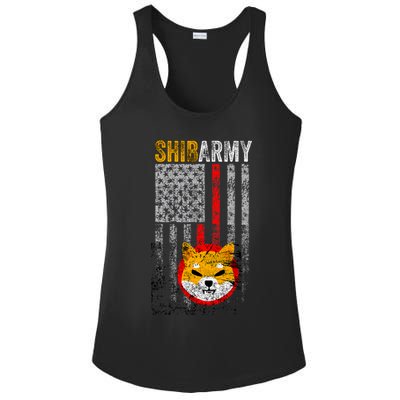 Shiba Army, Shiba Inu Coin With American Flag Ladies PosiCharge Competitor Racerback Tank