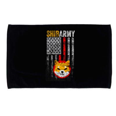 Shiba Army, Shiba Inu Coin With American Flag Microfiber Hand Towel