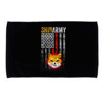 Shiba Army, Shiba Inu Coin With American Flag Microfiber Hand Towel