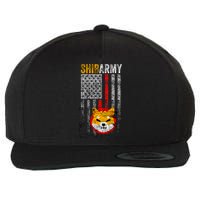 Shiba Army, Shiba Inu Coin With American Flag Wool Snapback Cap