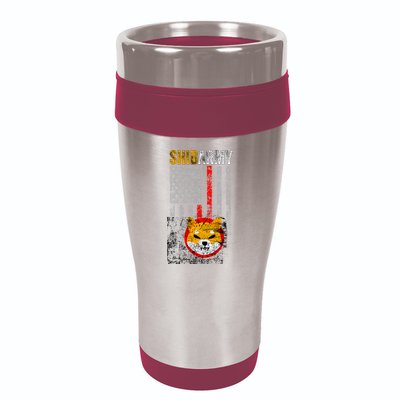 Shiba Army, Shiba Inu Coin With American Flag 16oz Travel Tumbler