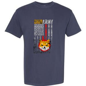 Shiba Army, Shiba Inu Coin With American Flag Garment-Dyed Heavyweight T-Shirt