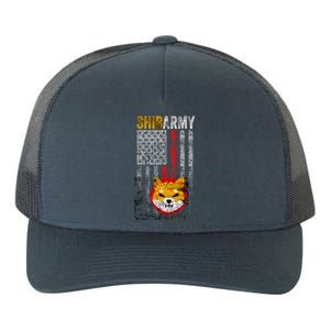 Shiba Army, Shiba Inu Coin With American Flag Yupoong Adult 5-Panel Trucker Hat