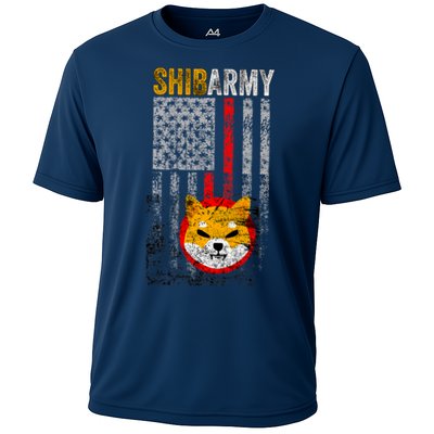 Shiba Army, Shiba Inu Coin With American Flag Performance Shirt
