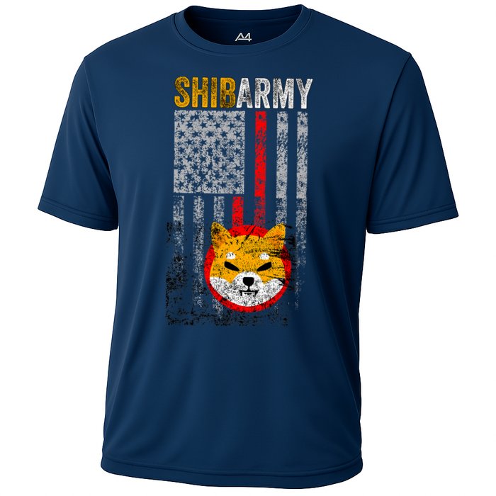 Shiba Army, Shiba Inu Coin With American Flag Performance Shirt