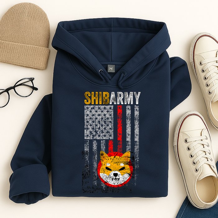Shiba Army, Shiba Inu Coin With American Flag Hoodie