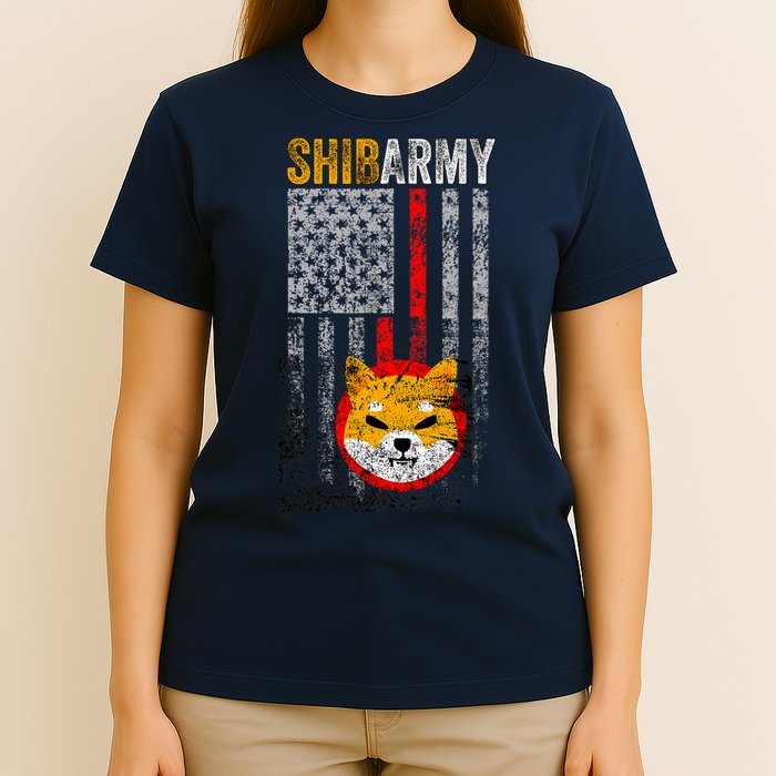 Shiba Army, Shiba Inu Coin With American Flag T-Shirt