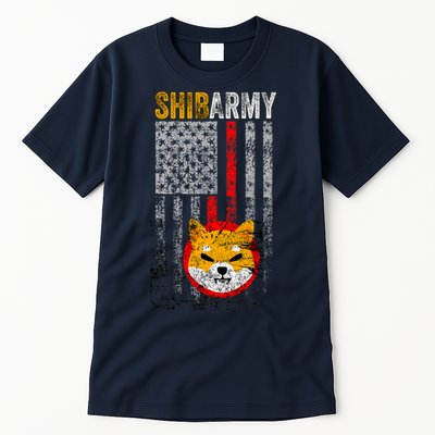 Shiba Army, Shiba Inu Coin With American Flag Tall T-Shirt
