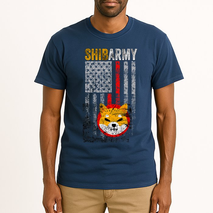 Shiba Army, Shiba Inu Coin With American Flag Tall T-Shirt