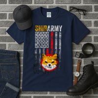 Shiba Army, Shiba Inu Coin With American Flag Tall T-Shirt