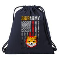 Shiba Army, Shiba Inu Coin With American Flag Drawstring Bag