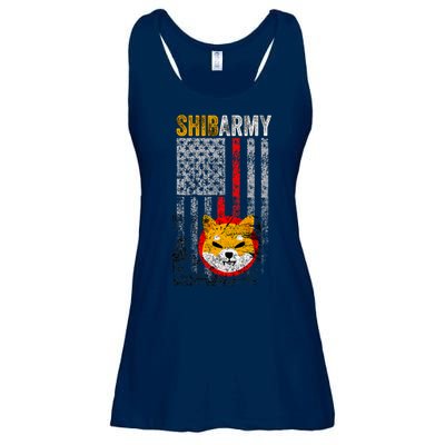 Shiba Army, Shiba Inu Coin With American Flag Ladies Essential Flowy Tank