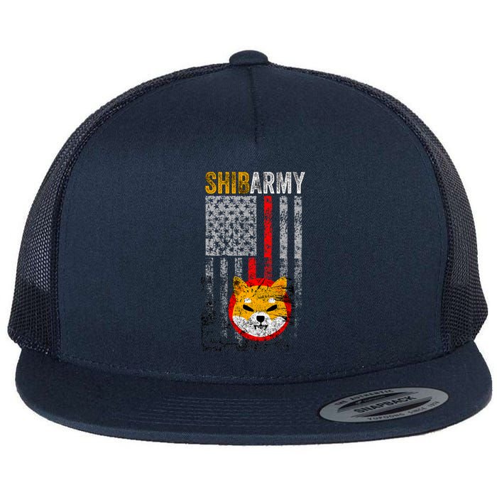 Shiba Army, Shiba Inu Coin With American Flag Flatbill Hat