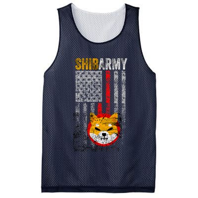 Shiba Army, Shiba Inu Coin With American Flag Mesh Reversible Basketball Jersey Tank