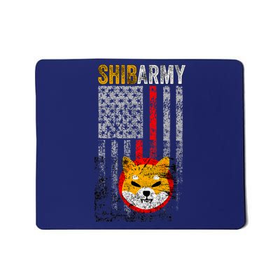 Shiba Army, Shiba Inu Coin With American Flag Mousepad