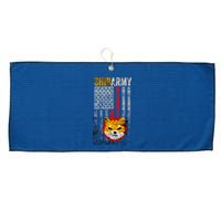 Shiba Army, Shiba Inu Coin With American Flag Large Microfiber Waffle Golf Towel