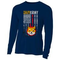 Shiba Army, Shiba Inu Coin With American Flag Cooling Performance Long Sleeve Crew