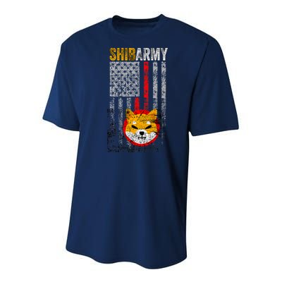 Shiba Army, Shiba Inu Coin With American Flag Youth Performance Sprint T-Shirt