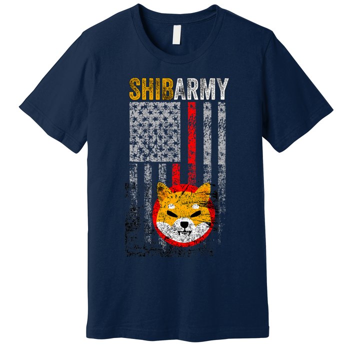 Shiba Army, Shiba Inu Coin With American Flag Premium T-Shirt