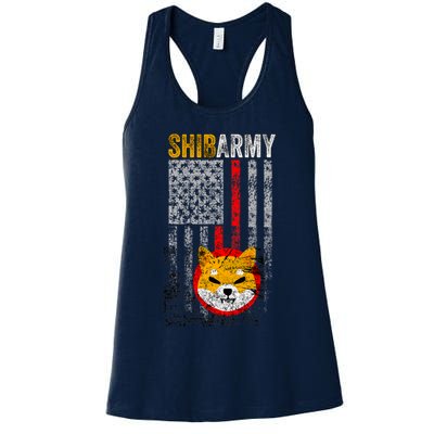 Shiba Army, Shiba Inu Coin With American Flag Womens Tank Top