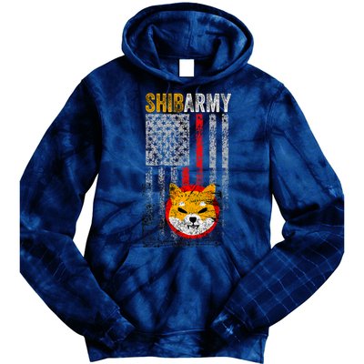 Shiba Army, Shiba Inu Coin With American Flag Tie Dye Hoodie