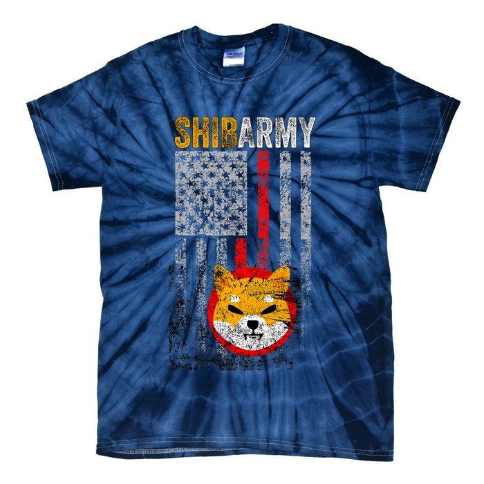 Shiba Army, Shiba Inu Coin With American Flag Tie-Dye T-Shirt