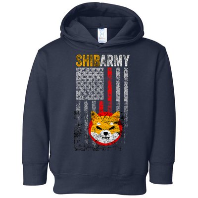 Shiba Army, Shiba Inu Coin With American Flag Toddler Hoodie